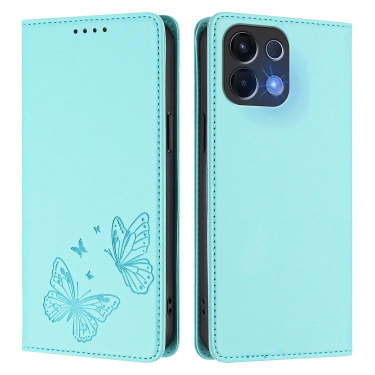 For OPPO K13 5G India Strong Magnetic Dual Butterfly RFID Vegan Leather Phone Case