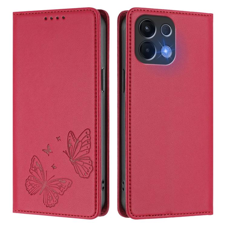 For OPPO K13 5G India Strong Magnetic Dual Butterfly RFID Vegan Leather Phone Case