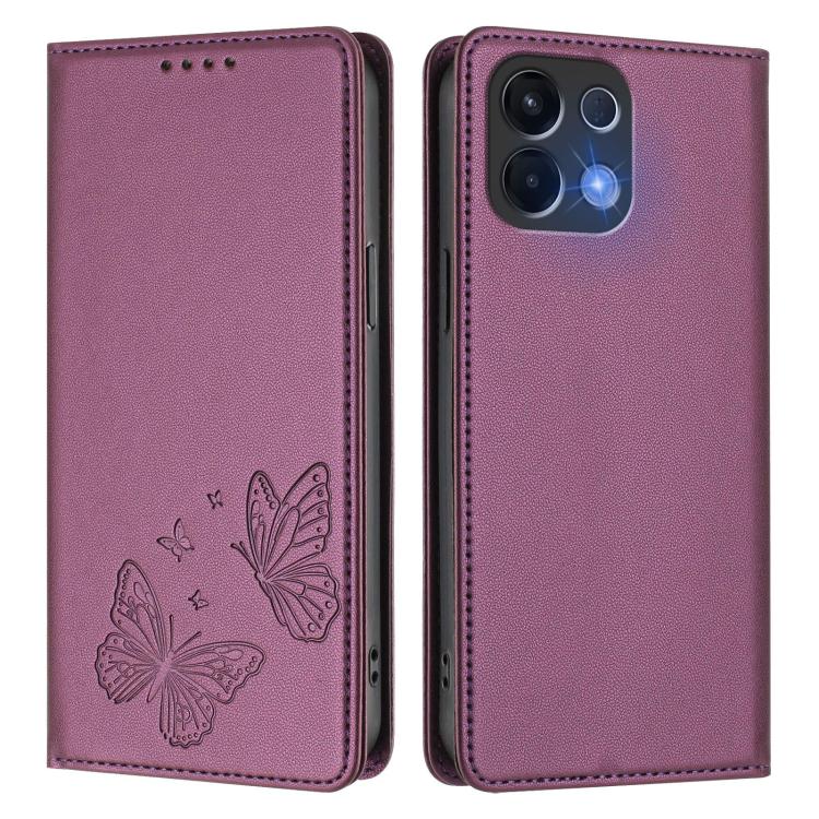 For OPPO K13 5G India Strong Magnetic Dual Butterfly RFID Vegan Leather Phone Case