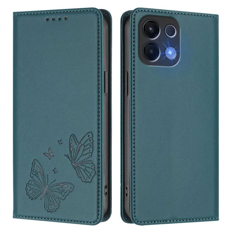 For OPPO K13 5G India Strong Magnetic Dual Butterfly RFID Vegan Leather Phone Case