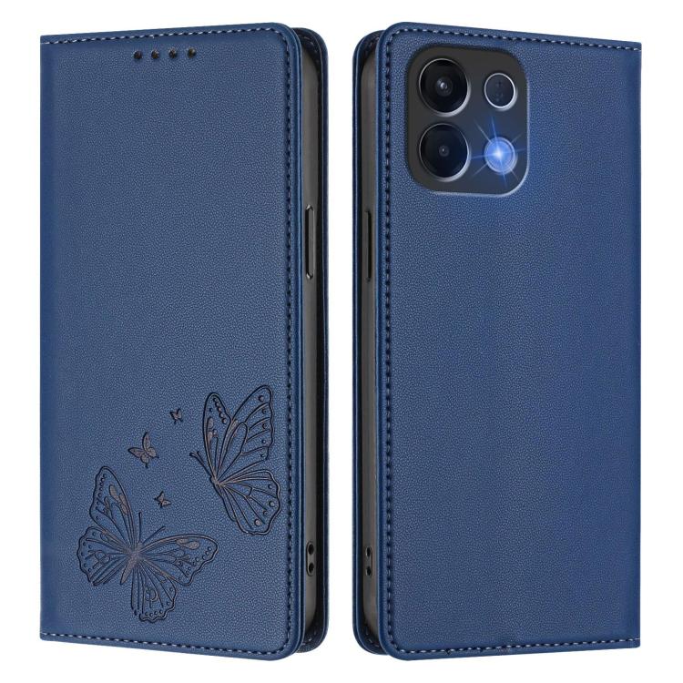 For OPPO K13 5G India Strong Magnetic Dual Butterfly RFID Vegan Leather Phone Case