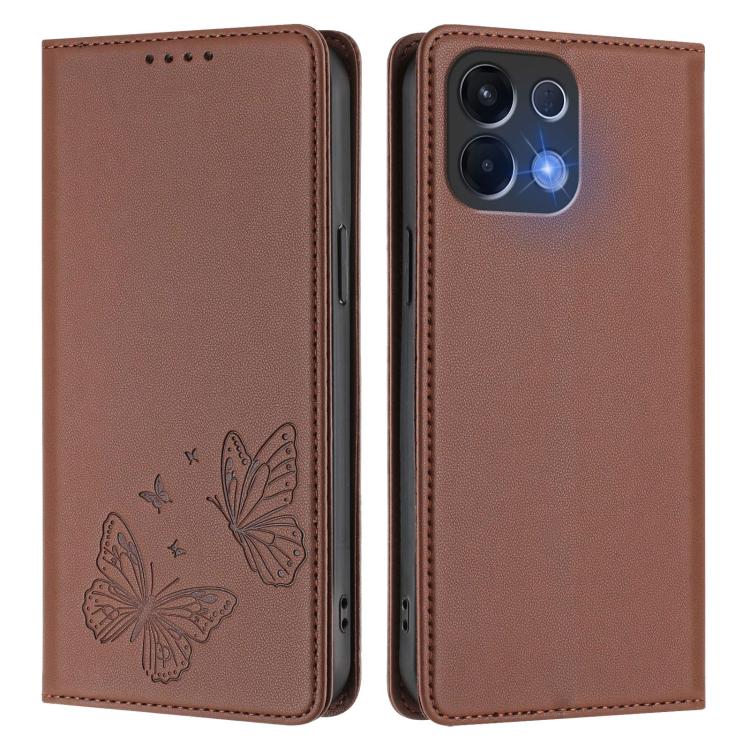 For OPPO K13 5G India Strong Magnetic Dual Butterfly RFID Vegan Leather Phone Case