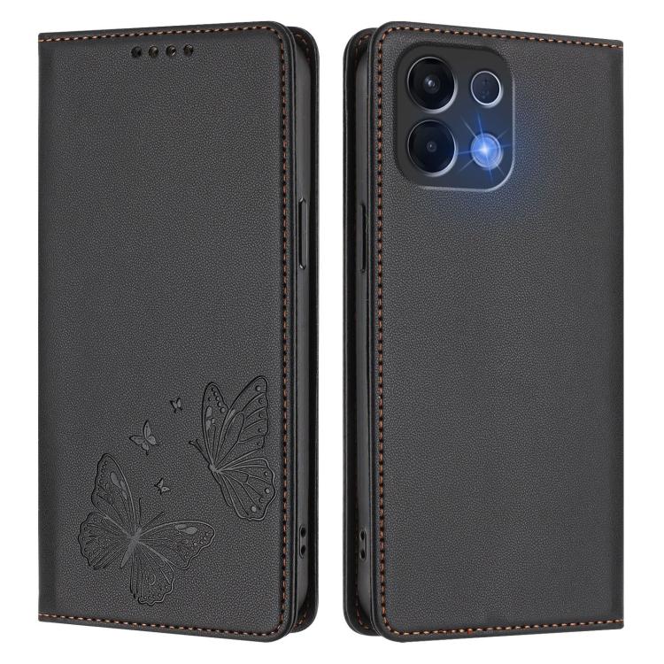 For OPPO K13 5G India Strong Magnetic Dual Butterfly RFID Vegan Leather Phone Case
