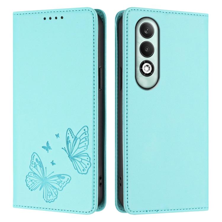 For OPPO K12x Global Strong Magnetic Dual Butterfly RFID Vegan Leather Phone Case