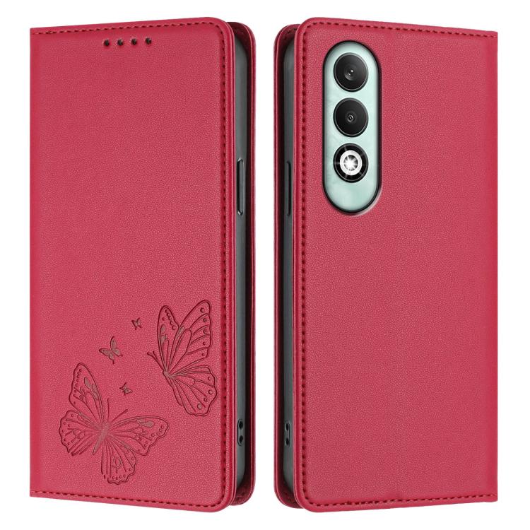For OPPO K12x Global Strong Magnetic Dual Butterfly RFID Vegan Leather Phone Case