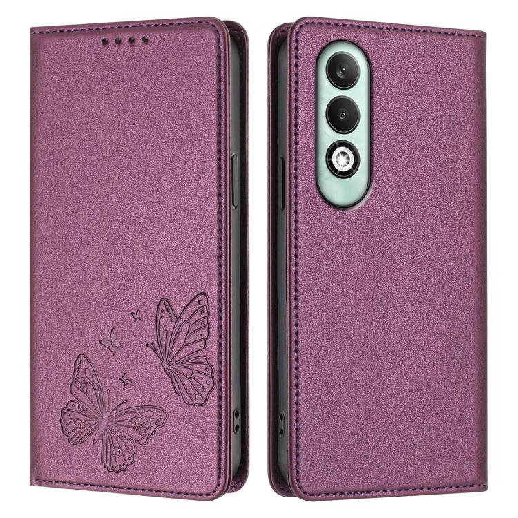 For OPPO K12x Global Strong Magnetic Dual Butterfly RFID Vegan Leather Phone Case