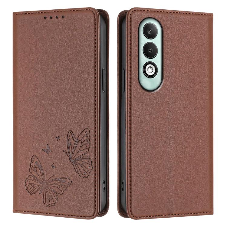 For OPPO K12x Global Strong Magnetic Dual Butterfly RFID Vegan Leather Phone Case