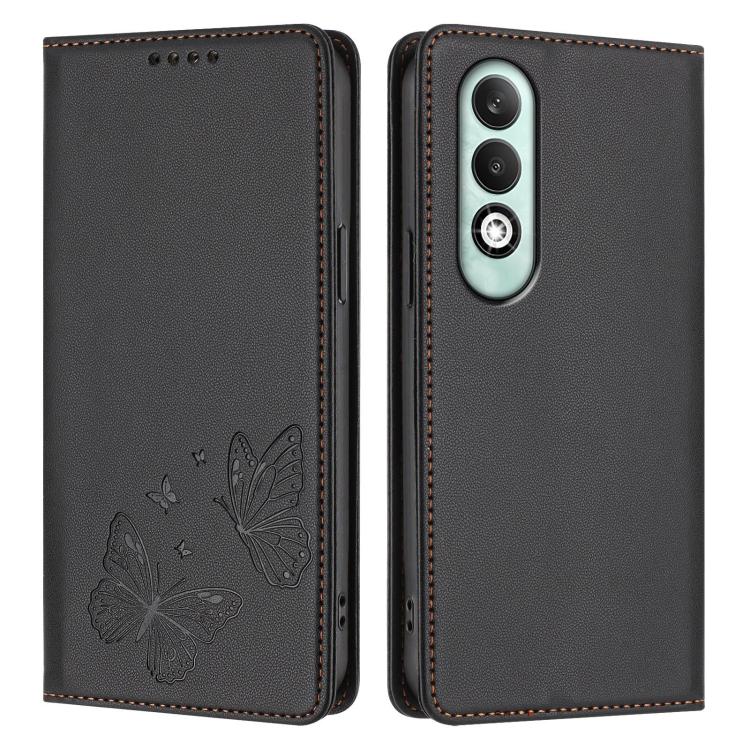For OPPO K12x Global Strong Magnetic Dual Butterfly RFID Vegan Leather Phone Case