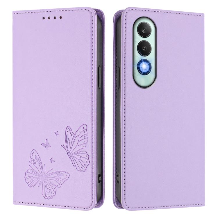 For OPPO K12 / OPPO K12 Plus Strong Magnetic Dual Butterfly RFID Vegan Leather Phone Case