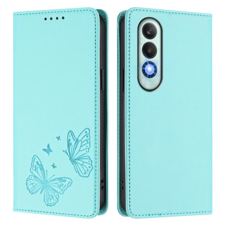 For OPPO K12 / OPPO K12 Plus Strong Magnetic Dual Butterfly RFID Vegan Leather Phone Case
