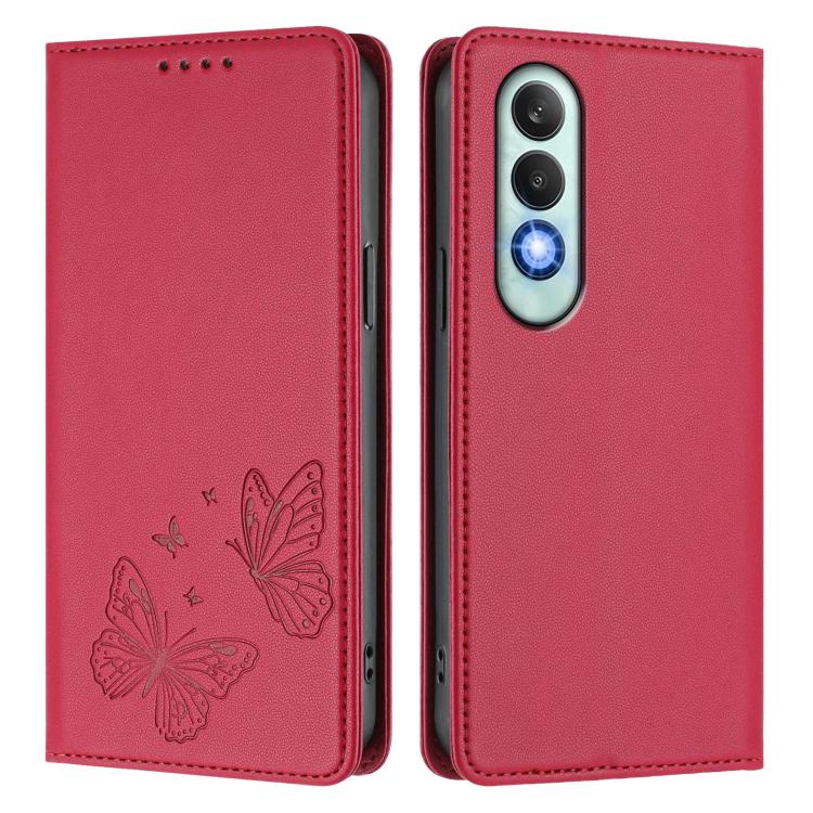 For OPPO K12 / OPPO K12 Plus Strong Magnetic Dual Butterfly RFID Vegan Leather Phone Case