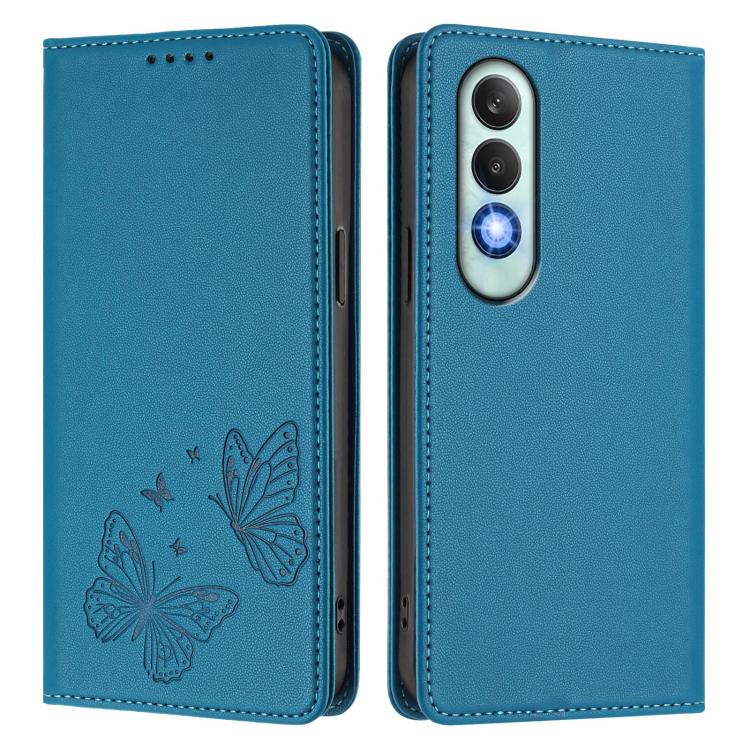 For OPPO K12 / OPPO K12 Plus Strong Magnetic Dual Butterfly RFID Vegan Leather Phone Case