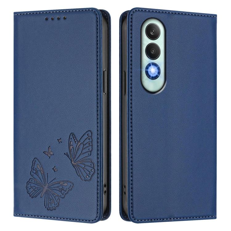 For OPPO K12 / OPPO K12 Plus Strong Magnetic Dual Butterfly RFID Vegan Leather Phone Case