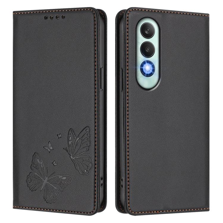 For OPPO K12 / OPPO K12 Plus Strong Magnetic Dual Butterfly RFID Vegan Leather Phone Case