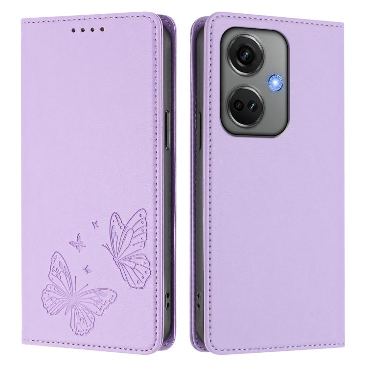 For OPPO K11 Strong Magnetic Dual Butterfly RFID Vegan Leather Phone Case
