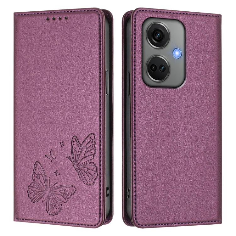For OPPO K11 Strong Magnetic Dual Butterfly RFID Vegan Leather Phone Case