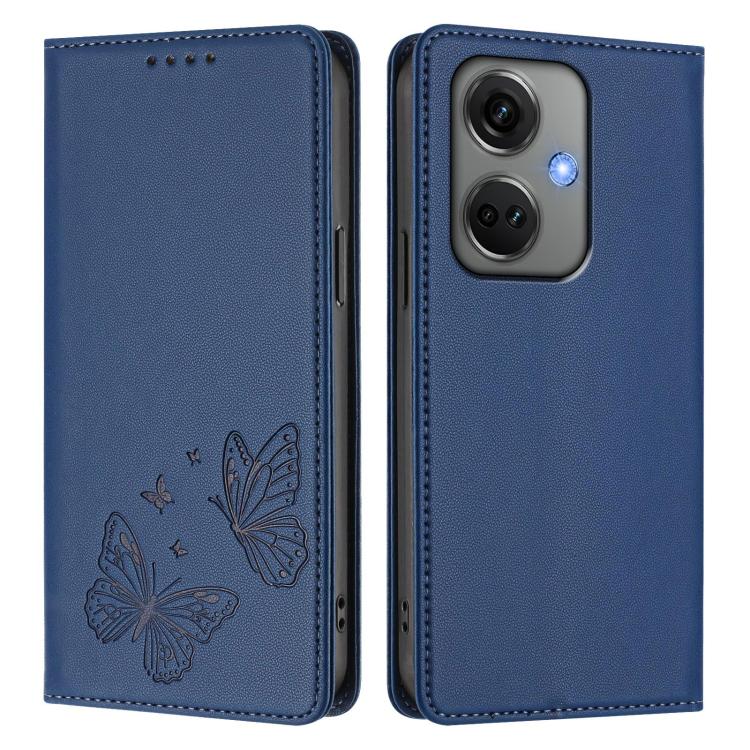 For OPPO K11 Strong Magnetic Dual Butterfly RFID Vegan Leather Phone Case