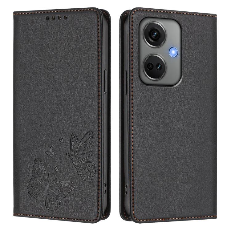 For OPPO K11 Strong Magnetic Dual Butterfly RFID Vegan Leather Phone Case