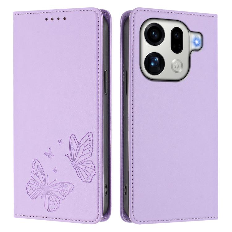 For OPPO Find X9 Pro Strong Magnetic Dual Butterfly RFID Vegan Leather Phone Case