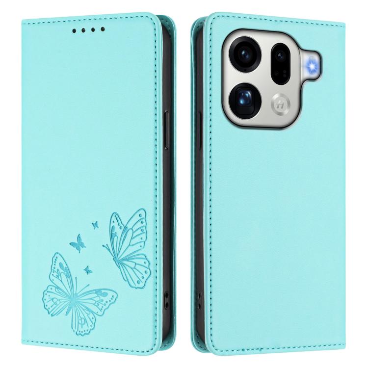 For OPPO Find X9 Pro Strong Magnetic Dual Butterfly RFID Vegan Leather Phone Case