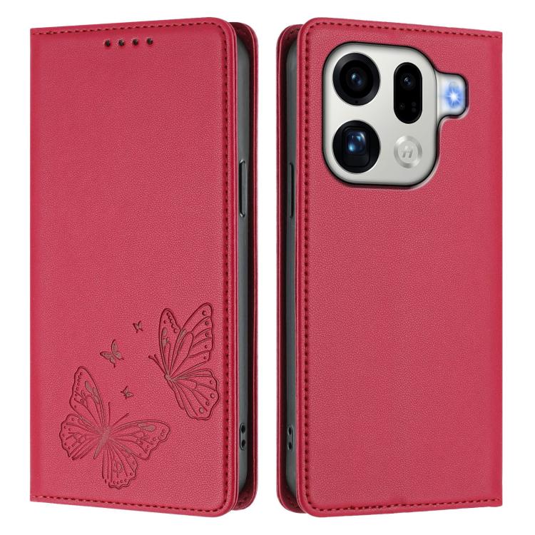 For OPPO Find X9 Pro Strong Magnetic Dual Butterfly RFID Vegan Leather Phone Case