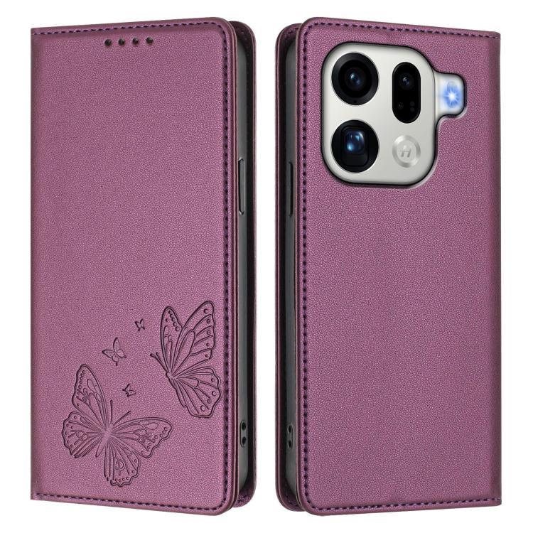 For OPPO Find X9 Pro Strong Magnetic Dual Butterfly RFID Vegan Leather Phone Case