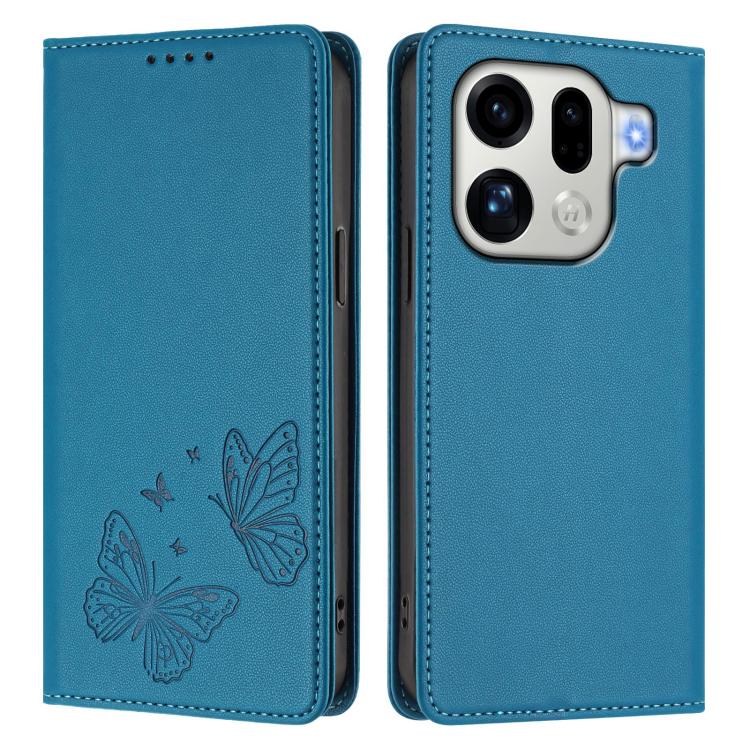 For OPPO Find X9 Pro Strong Magnetic Dual Butterfly RFID Vegan Leather Phone Case