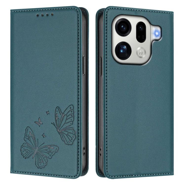 For OPPO Find X9 Pro Strong Magnetic Dual Butterfly RFID Vegan Leather Phone Case