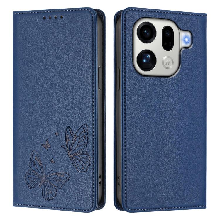 For OPPO Find X9 Pro Strong Magnetic Dual Butterfly RFID Vegan Leather Phone Case