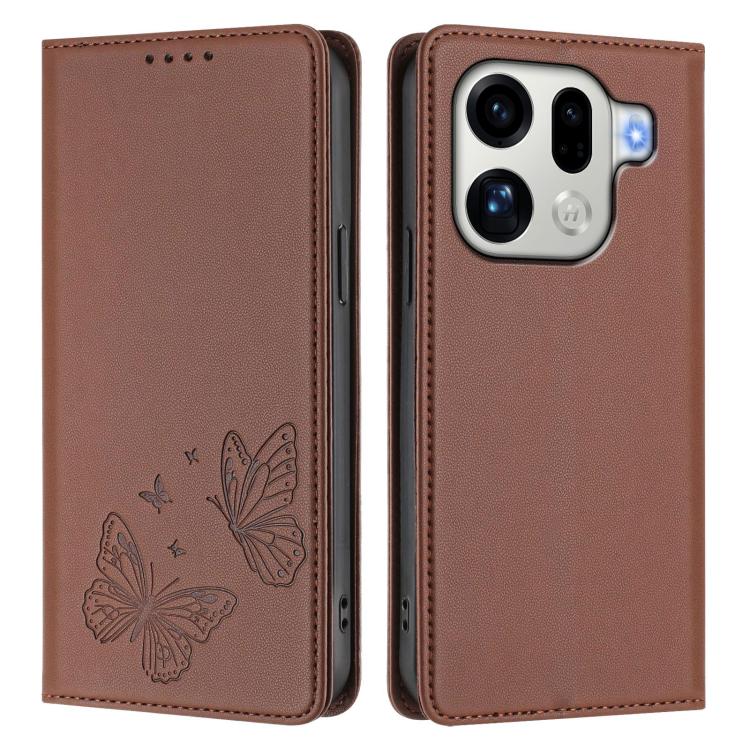 For OPPO Find X9 Pro Strong Magnetic Dual Butterfly RFID Vegan Leather Phone Case