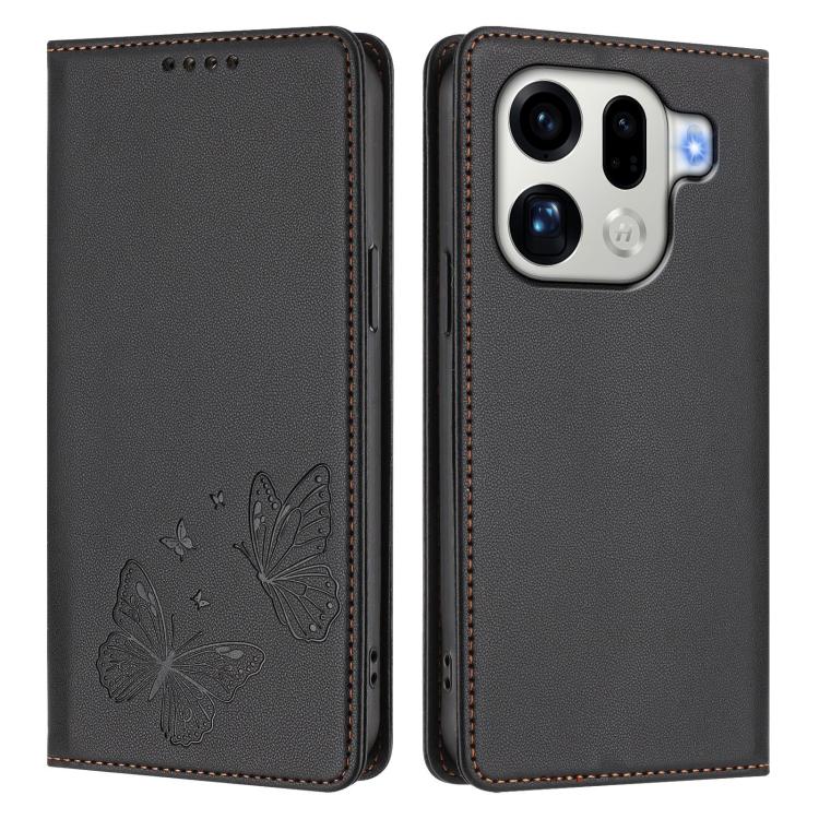 For OPPO Find X9 Pro Strong Magnetic Dual Butterfly RFID Vegan Leather Phone Case