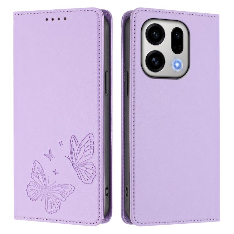 For OPPO Find X9 Strong Magnetic Dual Butterfly RFID Vegan Leather Phone Case