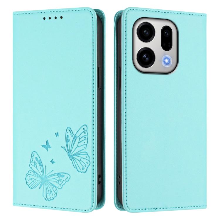 For OPPO Find X9 Strong Magnetic Dual Butterfly RFID Vegan Leather Phone Case