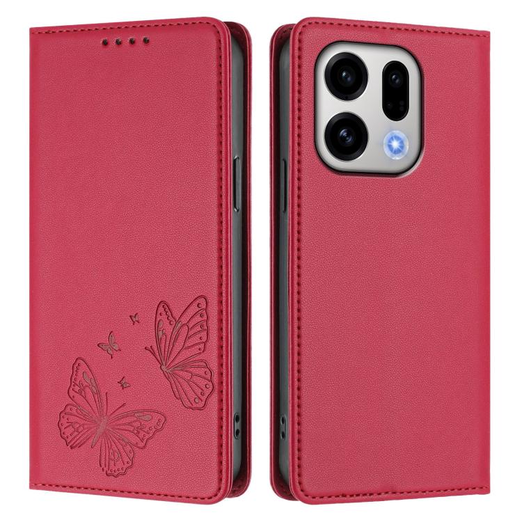For OPPO Find X9 Strong Magnetic Dual Butterfly RFID Vegan Leather Phone Case