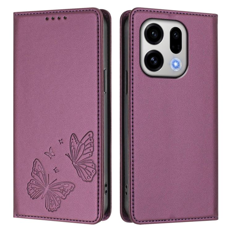 For OPPO Find X9 Strong Magnetic Dual Butterfly RFID Vegan Leather Phone Case
