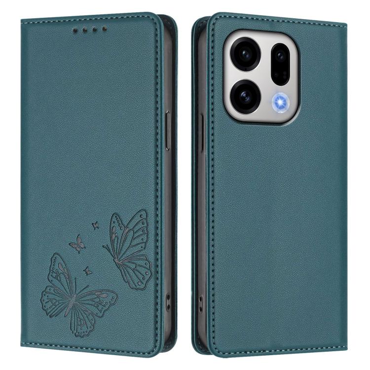 For OPPO Find X9 Strong Magnetic Dual Butterfly RFID Vegan Leather Phone Case