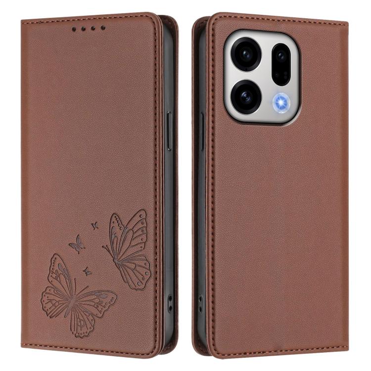 For OPPO Find X9 Strong Magnetic Dual Butterfly RFID Vegan Leather Phone Case