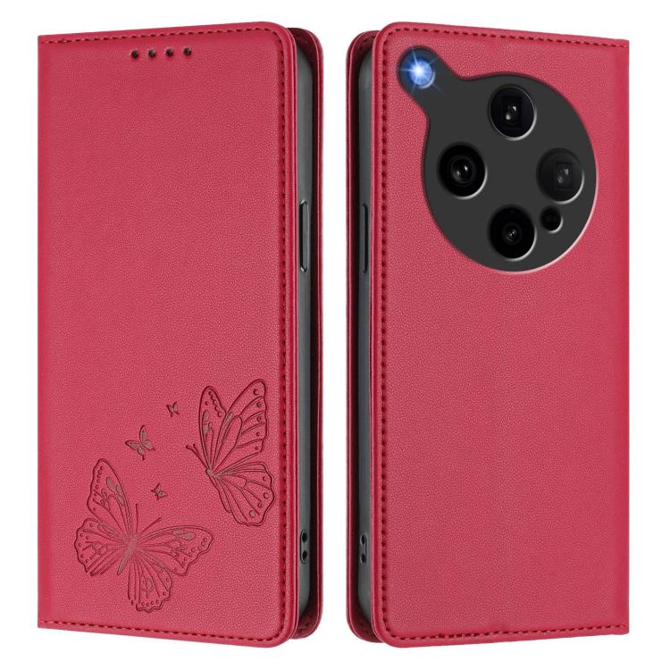 For OPPO Find X8 Ultra Strong Magnetic Dual Butterfly RFID Vegan Leather Phone Case