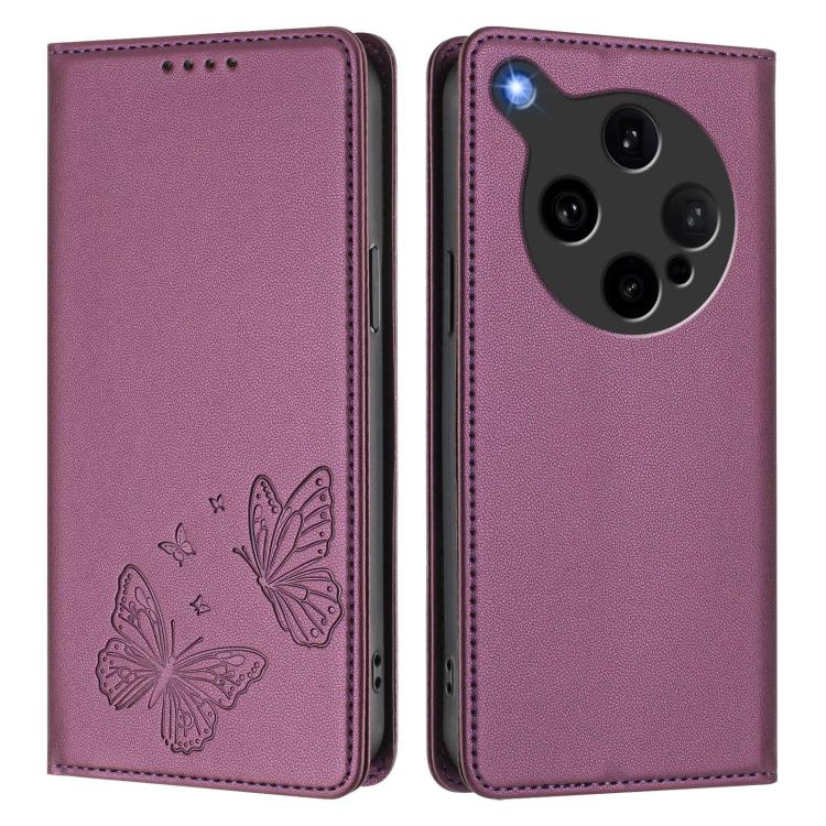For OPPO Find X8 Ultra Strong Magnetic Dual Butterfly RFID Vegan Leather Phone Case