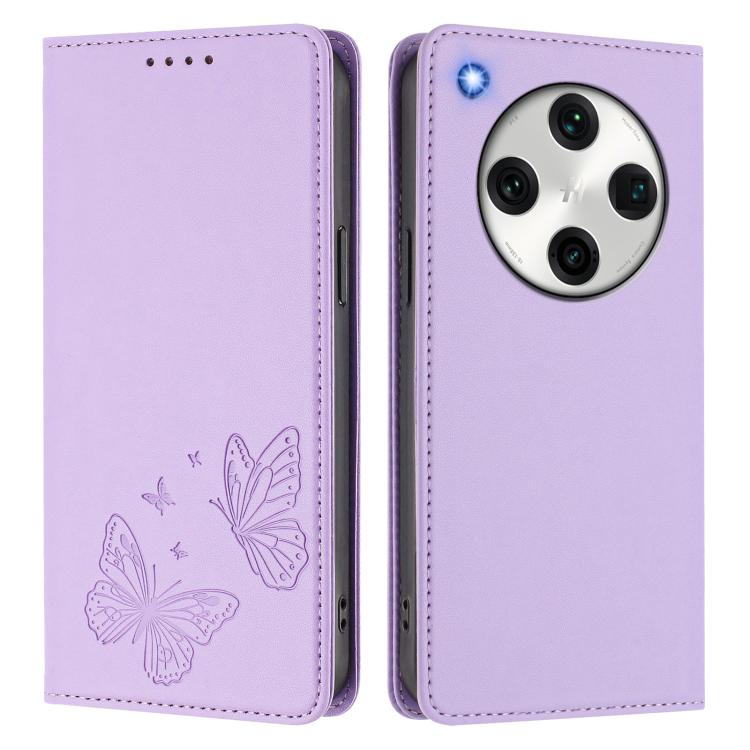 For OPPO Find X8 Pro Strong Magnetic Dual Butterfly RFID Vegan Leather Phone Case