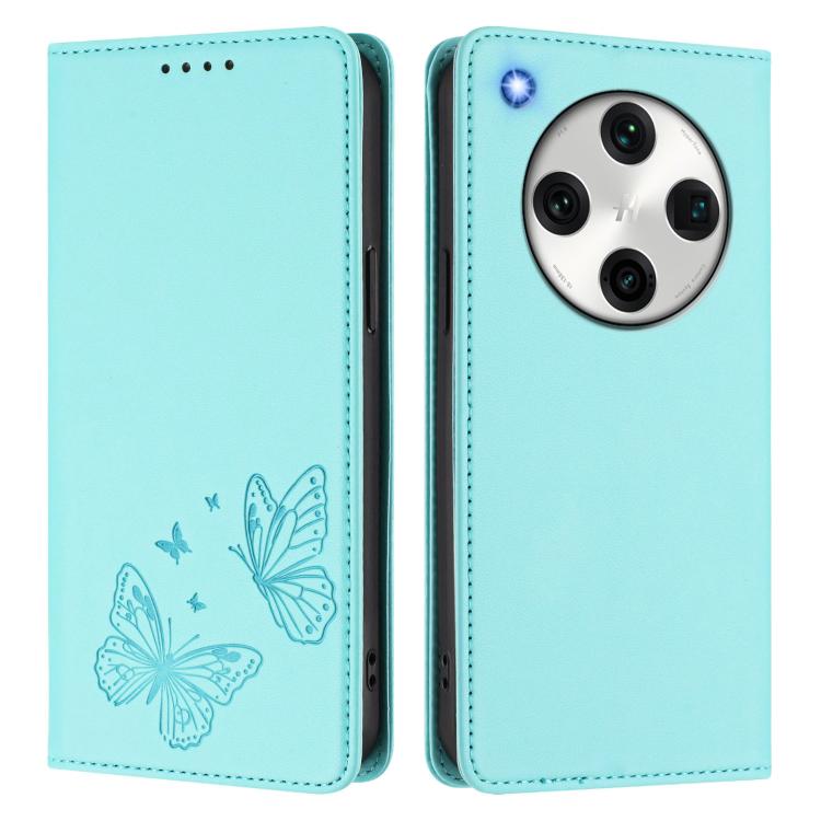 For OPPO Find X8 Pro Strong Magnetic Dual Butterfly RFID Vegan Leather Phone Case