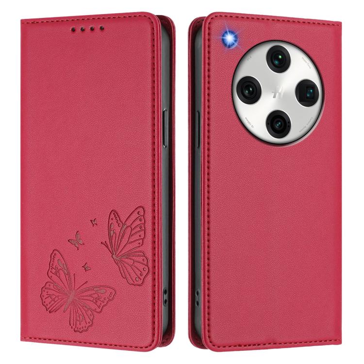 For OPPO Find X8 Pro Strong Magnetic Dual Butterfly RFID Vegan Leather Phone Case