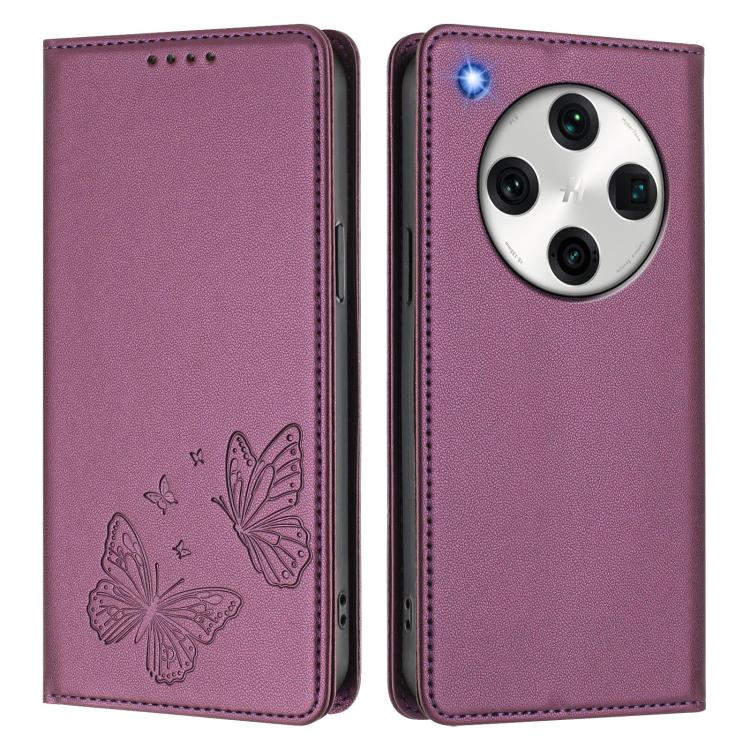 For OPPO Find X8 Pro Strong Magnetic Dual Butterfly RFID Vegan Leather Phone Case