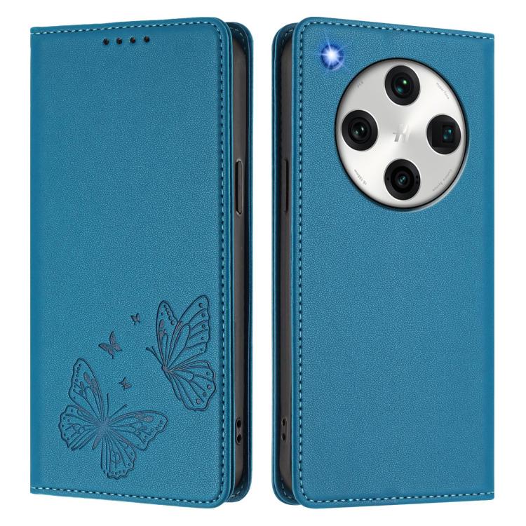 For OPPO Find X8 Pro Strong Magnetic Dual Butterfly RFID Vegan Leather Phone Case
