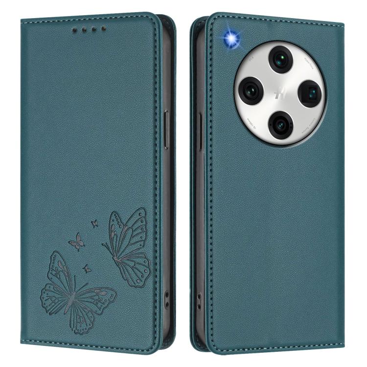 For OPPO Find X8 Pro Strong Magnetic Dual Butterfly RFID Vegan Leather Phone Case