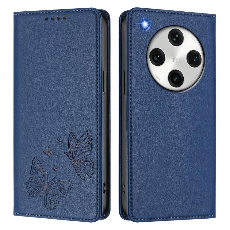For OPPO Find X8 Pro Strong Magnetic Dual Butterfly RFID Vegan Leather Phone Case