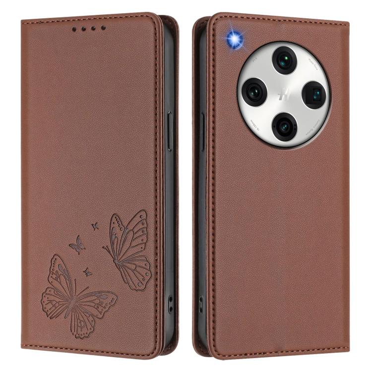 For OPPO Find X8 Pro Strong Magnetic Dual Butterfly RFID Vegan Leather Phone Case