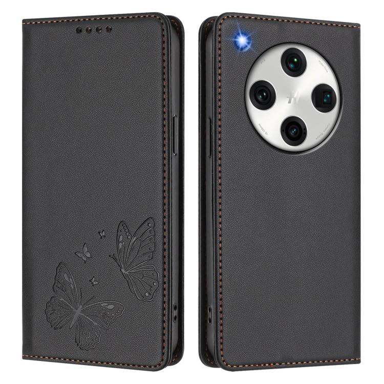 For OPPO Find X8 Pro Strong Magnetic Dual Butterfly RFID Vegan Leather Phone Case