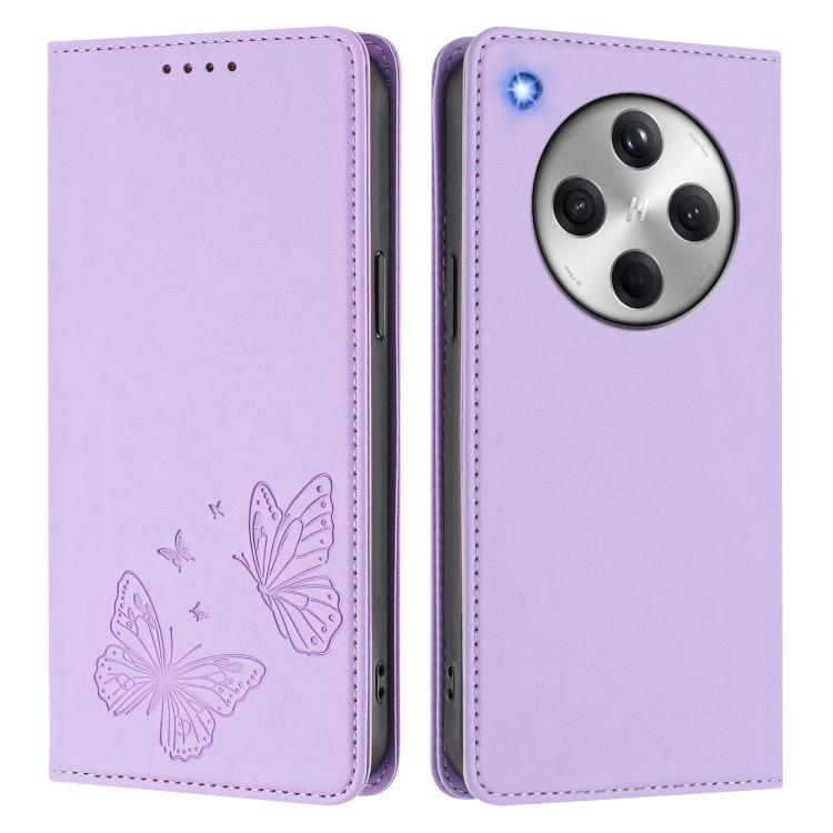 For OPPO Find X8 Strong Magnetic Dual Butterfly RFID Vegan Leather Phone Case
