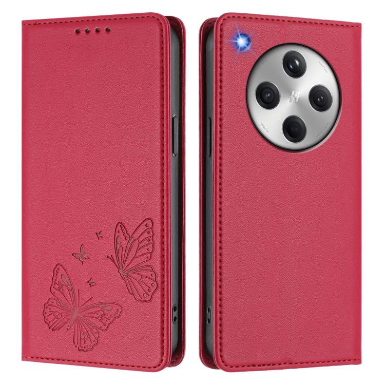 For OPPO Find X8 Strong Magnetic Dual Butterfly RFID Vegan Leather Phone Case